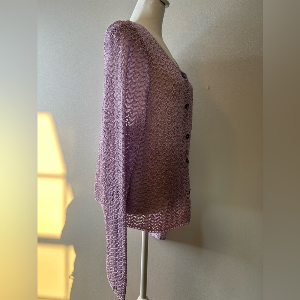 NWT Sigrid Olsen Lilac open knit cardigan - Size Misses XL - Picture 6 of 13